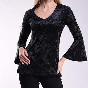 ISO Black Crushed Velvet Scoop Neck Top